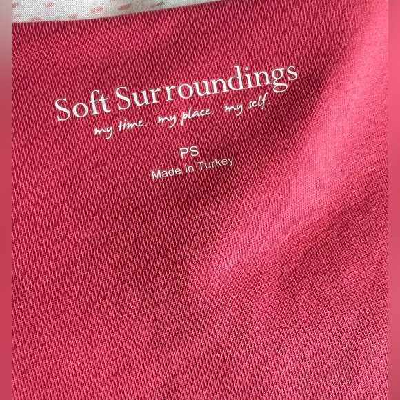 Soft Surroundings Coral Pink Surplice Faux Wrap 3/4 Sleeve Dress Petite Small - Picture 7 of 14